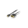  HDMI - DVI-D kábel, aranyozott, 2 m, EQUIP