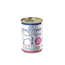  HEALTHY VET DIET DOG DERMAL konzerv - bőr támogatására, felnőtt kutyáknak, 400g kutyaeledel