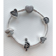  Heart 2 Pandora stílusú karkötő 17 cm karkötő