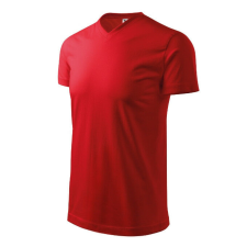 Heavy V-neck póló unisex piros 2XL férfi póló