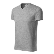 Heavy V-neck póló unisex sötétszürke melírozott S férfi póló