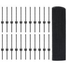  Hegesztett Drótkerítés 22 U Oszloppal Szürke 0.4x50 m Acél építőanyag