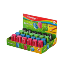 Hegyező 1 lyukú tartályos 24 db/display keyroad cup sharpy vegyes színek hegyező