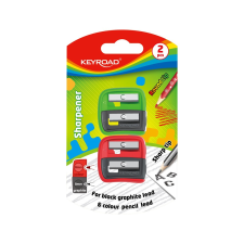  Hegyező, 2 lyukú, 2 db/bliszter, Keyroad Dou-Power, vegyes színek hegyező