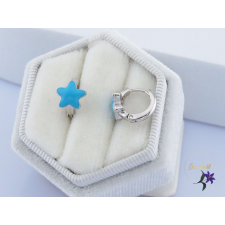  Heli antiallergén kék tűzzománc csillag gyermek fülbevaló-ródium fülbevaló