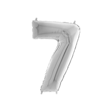  Héliumos fólia lufi, 7-es szám, 65 cm, ezüst party kellék