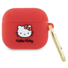 HELLO KITTY 3D Kitty Head Airpods 3 Szilikon tok - Piros (HKA33DKHSF) fülhallgató, fejhallgató tok