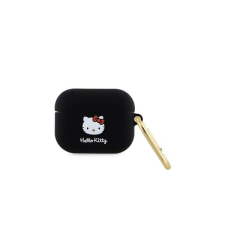 HELLO KITTY 3D Kitty Head Airpods Pro Szilikon tok - Fekete (HKAP3DKHSK) fülhallgató, fejhallgató tok