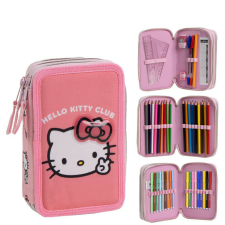 Hello Kitty Club tolltartó töltött 3 emeletes tolltartó