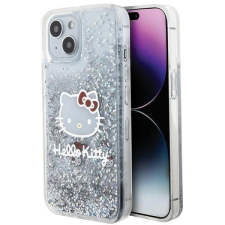 HELLO KITTY Liquid Glitter Charms Kitty Head tok iPhone 15 - ezüst tok és táska