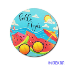  Helló Nyár - Dinnyés tengerpart korong 13 cm dekorációs kellék
