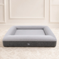 HelloSkippy Ortopéd kutyafekhely plüss szürke 94*74 cm szállítóbox, fekhely kutyáknak