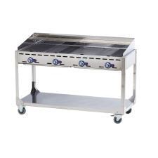Hendi Green Fire grillsütő, 4 égővel - gurulós - 1400x612x(H)825 mm - HENDI 149614 grillsütő
