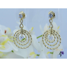  Henni antiallergén dizájn fülbevaló középen fehér kővel-14K fülbevaló