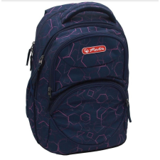 Herlitz hátizsák, Zipper Cube Hexagon/Sötétkék, 43x29x22 cm (23 literes) iskolatáska