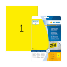 HERMA 210*297 mm-es Herma A4 íves etikett címke, sárga színű (25 ív/doboz) etikett