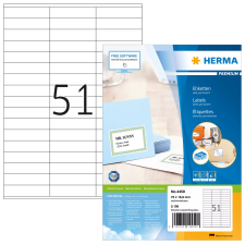 HERMA 70x16,9 mm Címke tintasugaras és lézer nyomtatóhoz (5100 címke / csomag) etikett