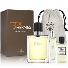 Hermes Terre D´Hermes, SET: edt 100ml + edt 15ml + tusfürdő gél 40ml + Táska kozmetikai ajándékcsomag