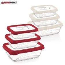 Herzberg 3 darabos ételtároló doboz készlet BPA mentes műanyagból, piros L764RED papírárú, csomagoló és tárolóeszköz