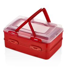 Herzberg Duplex Takeaway sütemény szállító doboz piros (HG-L718RED) papírárú, csomagoló és tárolóeszköz
