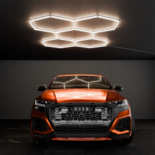  Hexagon LED hatszögletű mennyezeti panel lámpa világítás garázsműhelyhez 298x209cm 4000K világítás