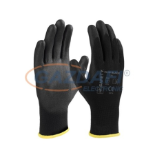  HF9-FK kötött kesztyű PU mártással, 9-es méret, fekete védőkesztyű