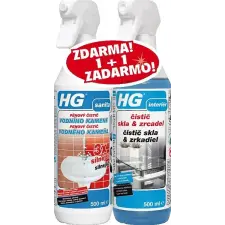 HG extra erős vízkőeltávolító hab + üveg- és tükörtisztító, 2× 500 ml tisztító- és takarítószer, higiénia