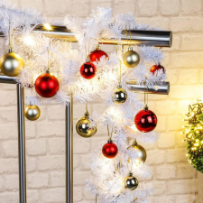 Hi fehér karácsonyi műfenyő girland fényfüzérrel 80 LED-del műfenyő