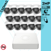  Hikvision 16 dome kamerás analóg megfigyelőrendszer 2MP biztonsági kamera, IR 20m, beltéri