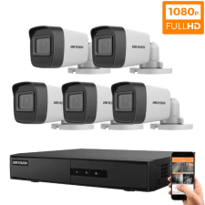 Hikvision 5 biztonsági kamerás IP kamera rendszer 2MP Full HD megfigyelő kamera