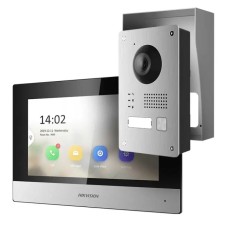 Hikvision Kétvezetékes IP video-kaputelefon szett: kültéri, fekete beltéri; esővédő keret kaputelefon