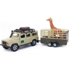 Hipo Safari Set fém autós játékszett Land Rover állatszállító zsiráf figurával 28 cm (88607) (521723)
