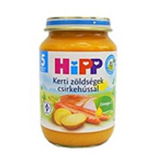 Hipp 6264 kerti zöldségek csirkehússal 5 hónapos kortól 190g bébiétel