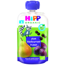  HiPP BIO HiPPiS Körte, fekete ribizli, szilva 100 g, 6h+ babaétkészlet