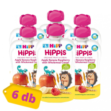 Hipp HiPPiS BIO gyümölcspép alma-banán-málna teljes kiőrlésű gabonával, 6 hó+ (6x100 g) bébiétel