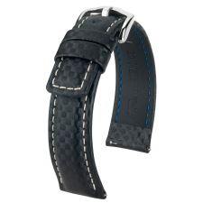 Hirsch Carbon, fekete/fehér 22/20 óraszíj