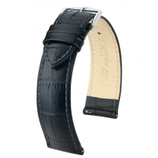 Hirsch Duke borjúbőr óraszíj, fekete, 23/20mm óraszíj