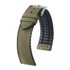 Hirsch New Arne Canvas/kaucsuk, zöld, 22/20L óraszíj