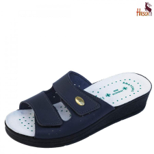  HirschBio női sötétkék SRA csúszásmentes tépőzáras bőr papucs 35-41 gyógypapucs