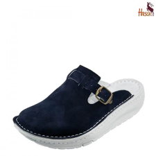  HirschBio női sötétkék velúr bőr gördülő talpú klumpa 35-42 gyógypapucs