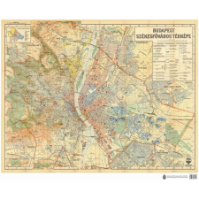 HM Budapest Székesfőváros térképe (1934) Budapest falitérkép antik 91x74 1 : 25 000 térkép