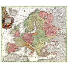 HM Európa falitérkép antikolt MH. Európa 1729. 68x62 cm térkép