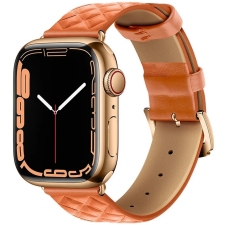 Hoco Apple Watch 1-6, SE (38 / 40 mm) / Watch 7-8 (41 mm), bőr pótszíj, gyémánt minta, Hoco WA18, narancssárga okosóra kellék