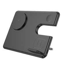 Hoco CQ1 wireless töltő 3in1 15W, Apple Watch kompatibilis, fekete okosóra kellék