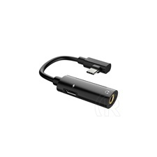 Hoco LS19 USB-C - USB-C + 3,5mm jack adapter (fekete) kábel és adapter