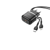 Hoco N24 USB-C Hálózati töltő + Lightning kábel - Fekete (20W) (N24LIGHTNING)