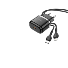 Hoco N24 USB-C Hálózati töltő + Lightning kábel - Fekete (20W) (N24LIGHTNING) mobiltelefon kellék
