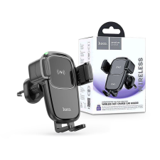 Hoco szellőzőrácsba illeszthető vezeték nélküli autós tartó/gyorstöltő - 15 W - HOCO HW1 Wireless Fast Charge Car Holder - fekete mobiltelefon kellék