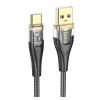 Hoco U121 adatkábel (USB - Type-C, 2.4A, gyorstöltő, 120cm, LED jelzés, cipőfűző) FEKETE