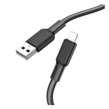 Hoco X69 adatkábel (USB - lightning, 2.4A, 100cm, törésgátló, cipőfűző) FEKETE/FEHÉR kábel és adapter